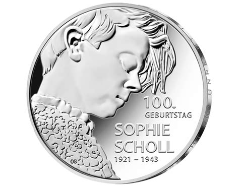 9 мая 1921, форхтенберг, веймарская республика — 22 февраля 1943, мюнхен, третий рейх). 20 Euro Münze 2020 "Sophie Scholl" | MDM