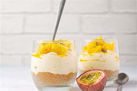 No Bake Passion Fruit And Mango Cheesecakes Cottage Delight