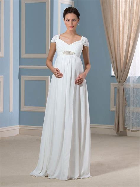 cap sleeve beading empire waist maternity wedding dress pregnant wedding dress cheap wedding