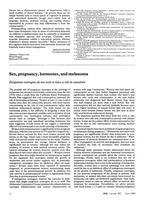 Sex Pregnancy Hormones And Melanoma The Bmj
