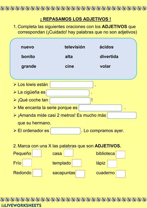 Adjetivos Los Adjetivos Ejercicio Spanish Reading Comprehension