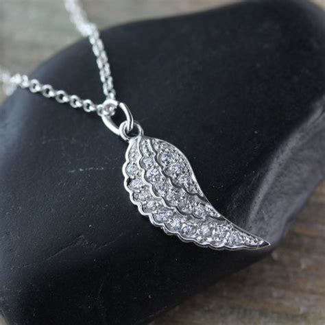 Wing Necklace Sterling Silver Angel Wing Pendant Birthstone Etsy