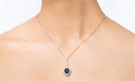 Close Up Of Beautiful Woman Neck With Pendant — Stock Photo © Syda