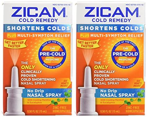 Zicam Cold Remedy No Drip Nasal Spray 05 Oz Pack Of 2 Natural Remedies