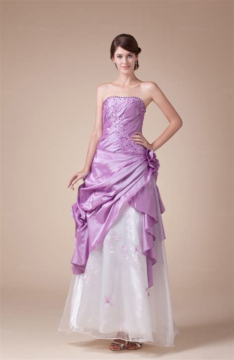 Mauve Fairytale Strapless Sleeveless Taffeta Floor Length Prom Dresses