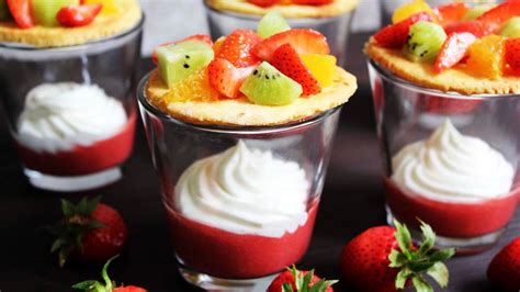 Desserts in a jar or in shot glasses are great for dessert table. FRUIT WHITE CHOCOLATE MOUSSE DESSERT FOR PARTY ♥ Shot Glass Dessert ♥ Tasty Cooking - YouTube