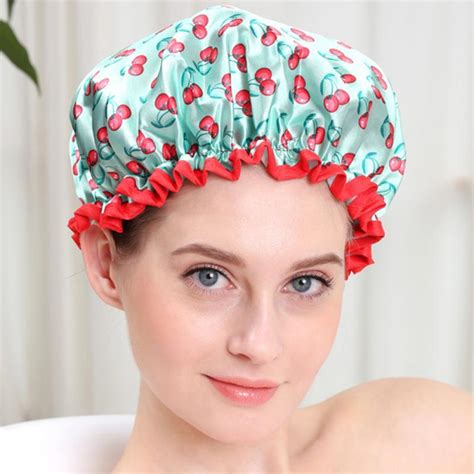 Lovely Thick Women Shower Caps Colorful Double Layer Bath Shower Hair