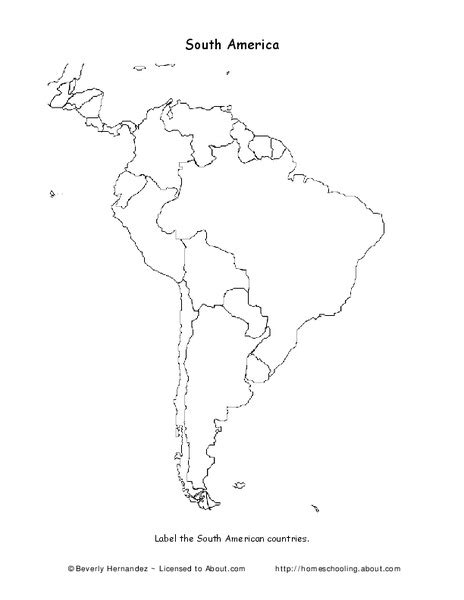 South America Map Worksheet For 4th 5th Grade Lesson Planet