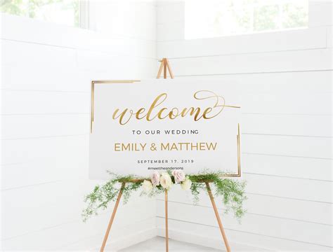 Welcome sign wedding Gold welcome sign Wedding welcome sign | Etsy | Wedding welcome signs ...
