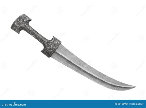 Old Curved Blade Dagger Isolated Stock Photography