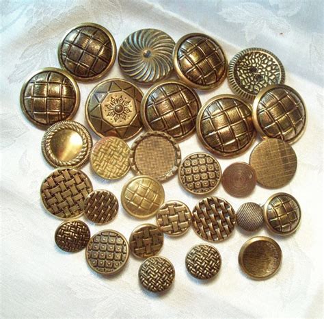 Antique Gold Decorative Metal Buttons 28 In Lot