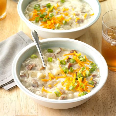 Aug 30, 2016 · this slimmed down version of loaded baked potato soup is a comforting & delicious recipe that's ready in only 20 minutes! Loaded Baked Potato Soup Recipe | Taste of Home