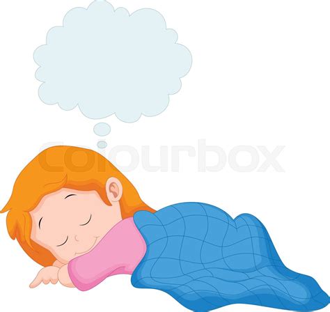 A Little Girl Sleeping And Dreaming Stock Vector Colourbox