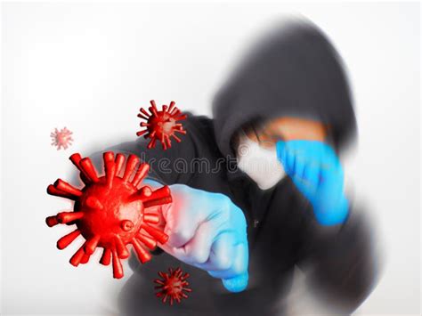 Man Wears Gloves Mask To Prevent The Disease Stock Image Image Of
