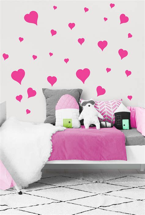 Heart Wall Decals ~girls Room Stickers Hot Pink Kids Room Mural