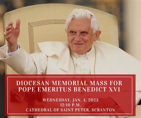 Bishop Bambera To Celebrate Diocesan Memorial Mass For Pope Benedict On