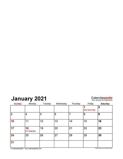 Calendar 2021 Write In Month Calendar Printable