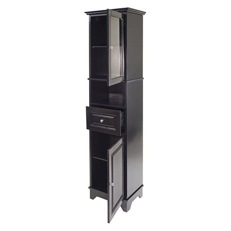 Overall assembled size is 18.11w x 12.99d x 70.87h; Winsome Wood Alps Tall Cabinet with Glass Door and Drawer ...