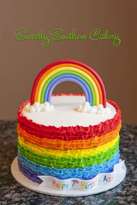 Rainbow Cake Buttercream Ruffles Rainbow Birthday Cake Rainbow Cake