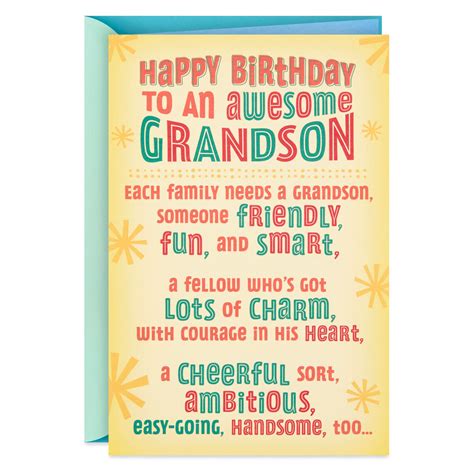 cheerful handsome fun smart grandson birthday card greeting cards hallmark