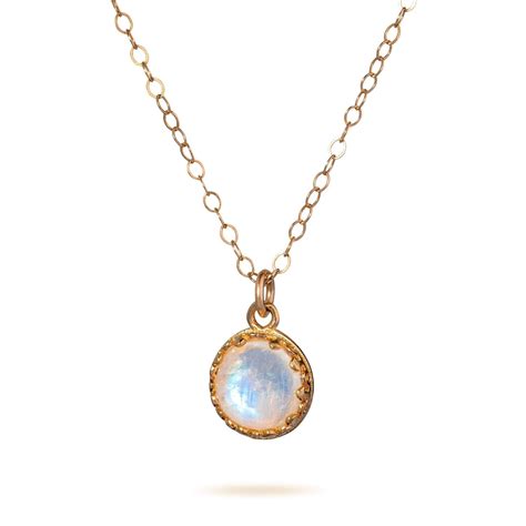 Moonstone Pendant Necklace Rose Gold Filled 8 Mm Stone June Birthstone