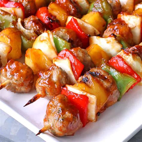 Sweet And Sour Meatball Kabobs The Daring Gourmet