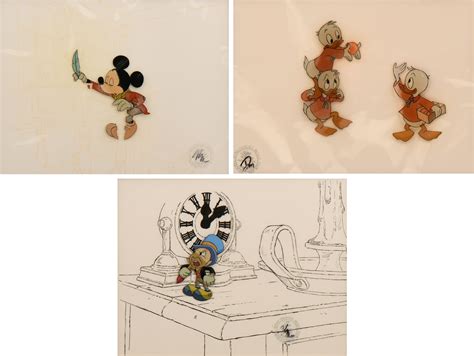 Bid Now Three Walt Disney Animation Cels Of Mickey Mouse Jiminy
