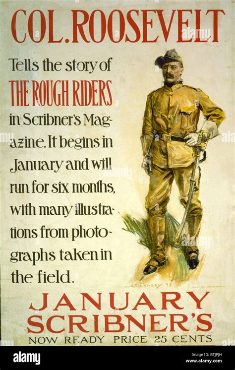 Advertisement Poster For Scribners Magazine Showing Theodore Roosevelt Full Length Portrait