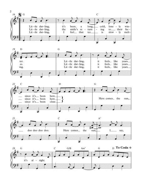 Here Comes The Sun Piano Sheet Music To Download And Print