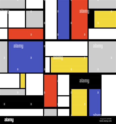 Abstract Geometric Art Pattern Mondrian Style Squares And Rectangles