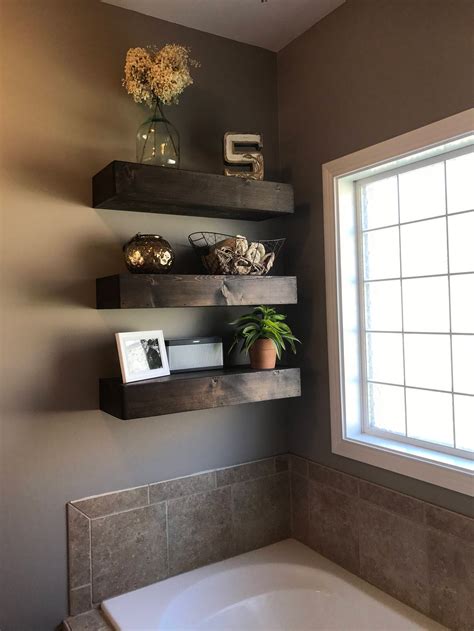 In most cases, the glass shelf will be mounted on your wall with polished chrome finished brass brackets and screws. Wood floating shelf, floating shelves, rustic shelf ...