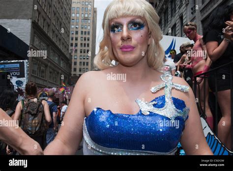 A Drag Queen Marches In The 2011 Gay Pride Parade In New York City