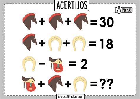 Acertijos Matematicos De Sumas Y Restas ABC Fichas