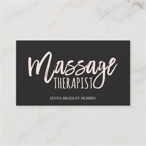 Modern Massage Therapist Script Blush Pink Business Card