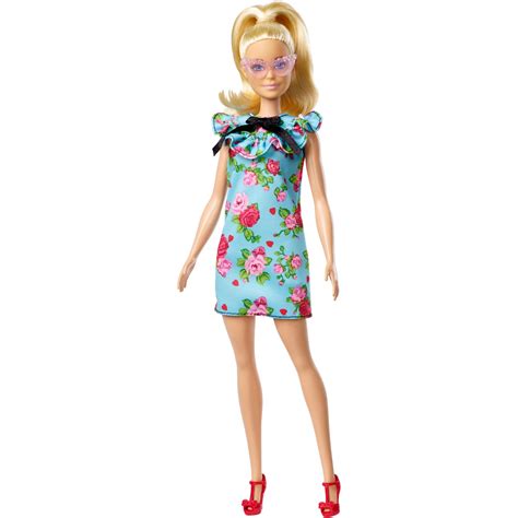 Barbie Fashionistas Doll Original Body Type Wearing Teal Floral Dress