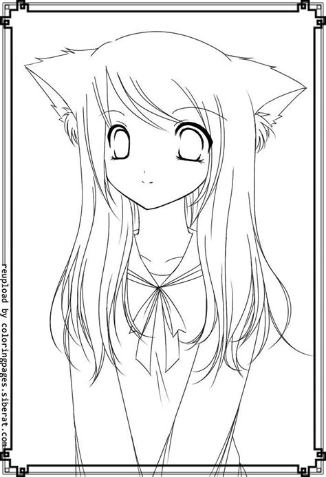 Anime Cute Cat Colouring Pages