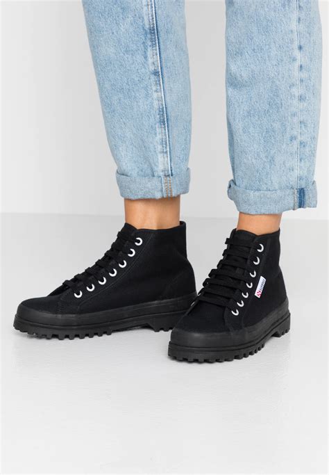 Superga High Top Trainers Full Black Uk Sneakers