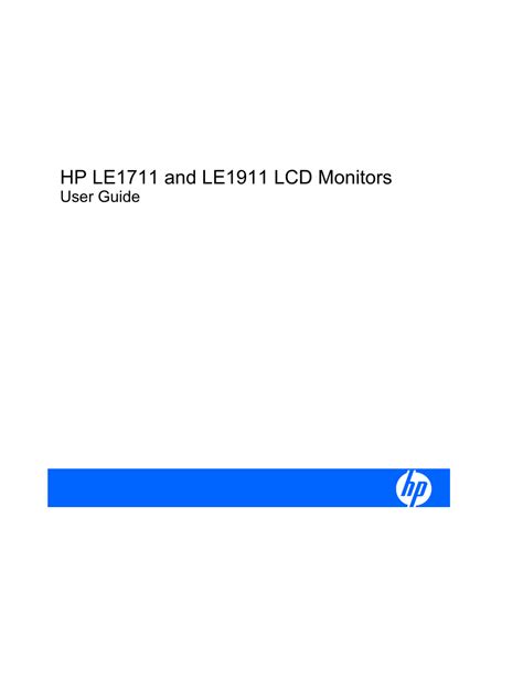 Hp Compaq Le1711 17 Inch Lcd Monitor User Manual 44 Pages Also For