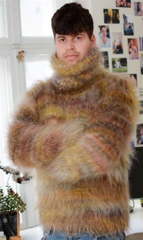 Men S Soft Fuzzy Mohair Sweater Fuzzy Mohair Sweater Hot Sweater