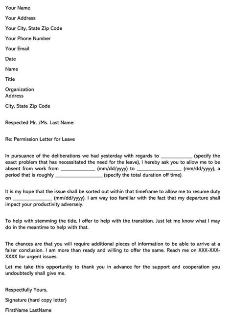 Sample Of Leave Of Absence Letter To Employer For Your Needs Letter