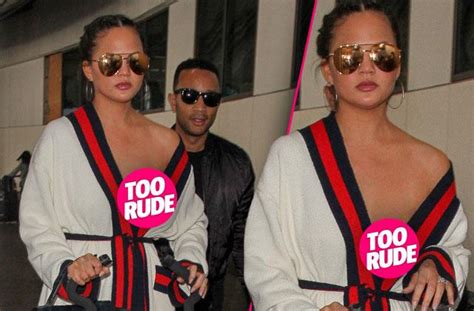 [pics] chrissy teigen suffers nip slip in gucci robe