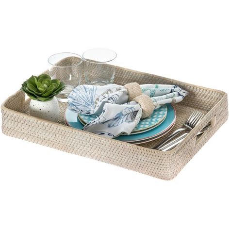 Hand woven of natural rattan. Rectangular Serving Tray - White Washed Rattan | Tray ...
