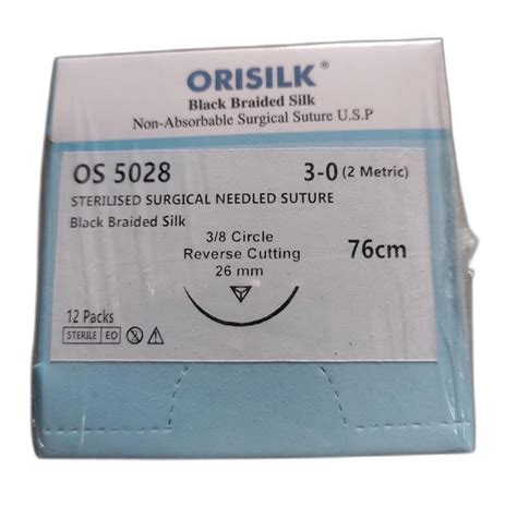 Black Orisilk Non Absorbable Surgical Needled Suture For Hospital