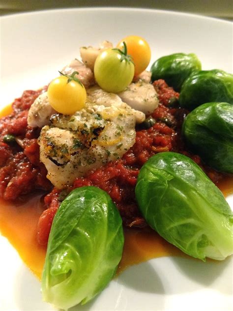 Scrumpdillyicious Grilled Grouper With Tomato Caper Sauce And Sprouts