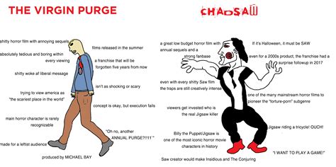 Chad meme compilation please subscribe, share, like and comment. The Virgin Purge vs. CHADSAW | Virgin vs. Chad | Know Your ...