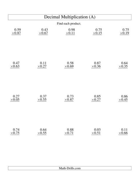 Multiplication Of Decimals Worksheets With Answers - Multiplying