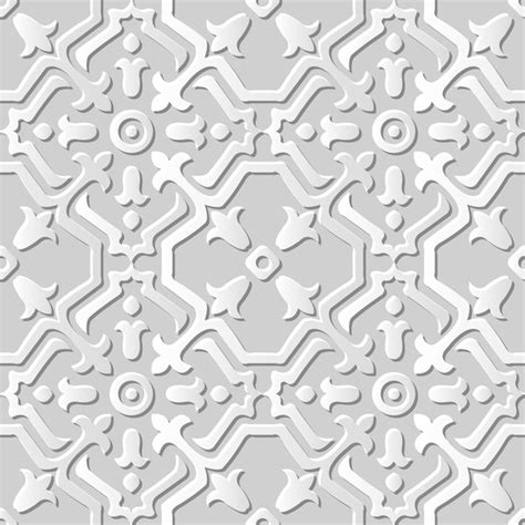 Premium Vector Damask Seamless 3d Paper Art Geometry Cross Frame Flower