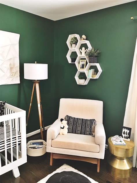 A Green Nursery With Modern Black And White Accents Boys Room Decor