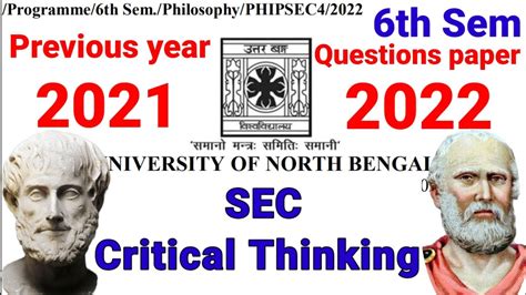 Sec Critical Thinking Previous Years Question Paper Philosophy Th