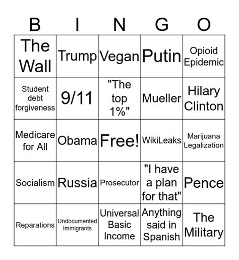 Democratic Debate Bingo 9122019 Bingo Card